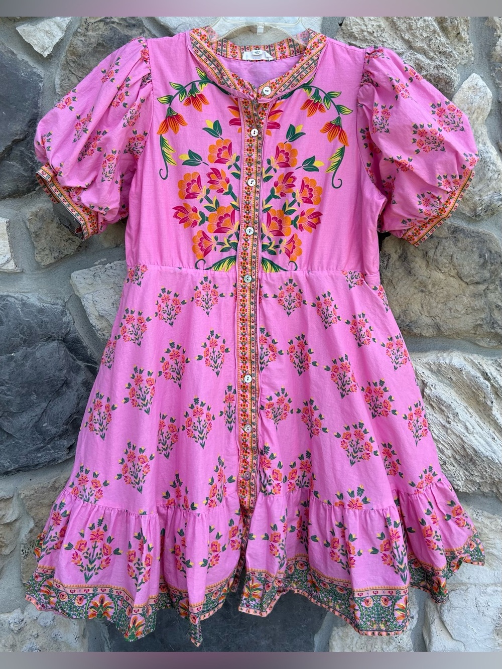 A Loves A Dress Girls Size XL Pink Boho Babydoll Colorful Cottagecore Preppy